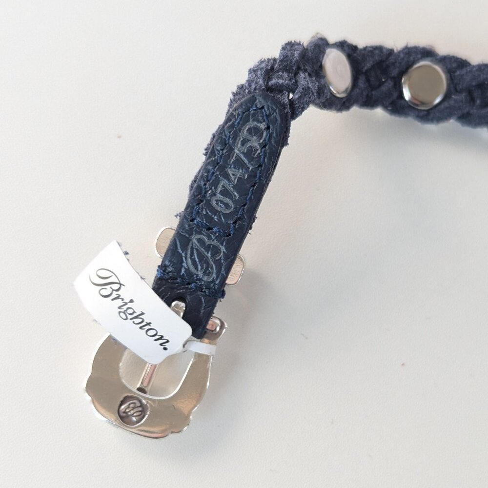 Brighton Navy Roped Heart Braid Bandit Leather Bracelet Adjustable Buckle NWT - Picture 6 of 8